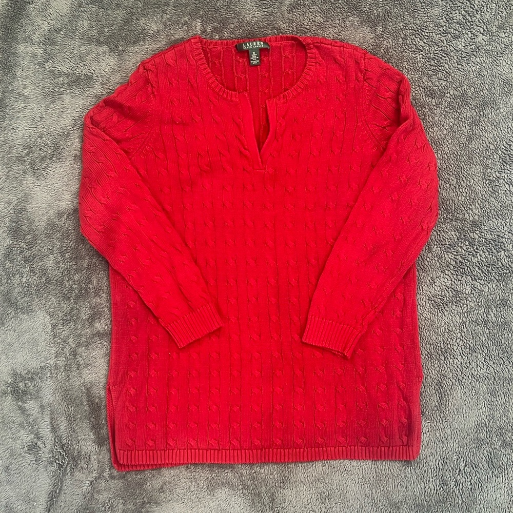 Ralph Lauren Red Cable Sweater